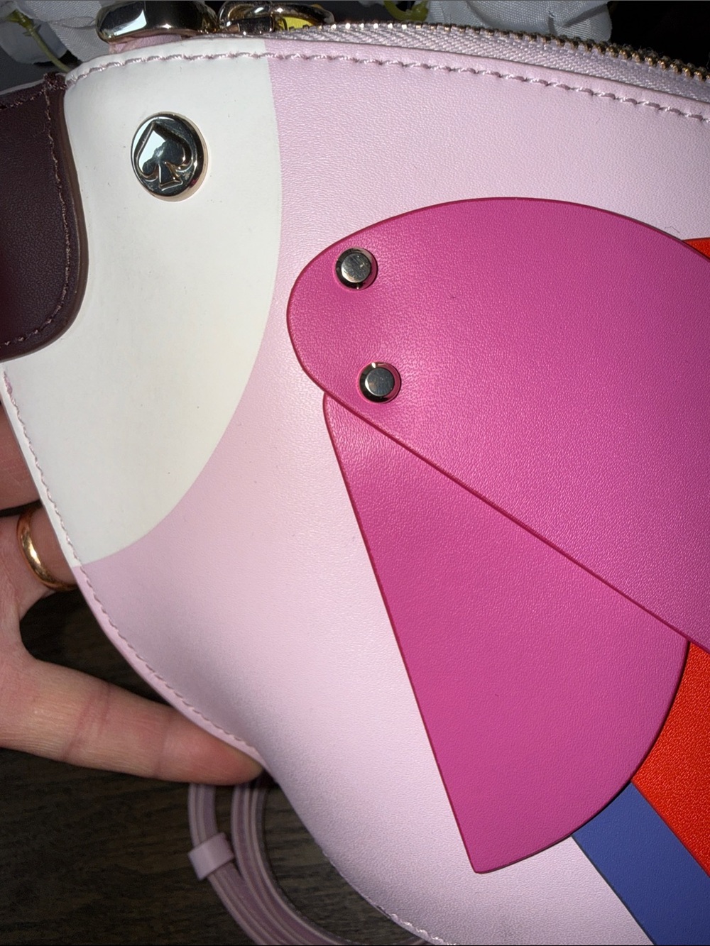 kate spade Pink Parrot Crossbody Bag with Red & Purple Feather Accents - Picture 5 of 11